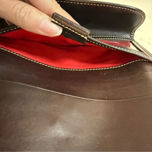 Dooney & Bourke Vintage Brown Canvas with Leather Trim Bifold Wallet Gold Buckle - Picture 15 of 16